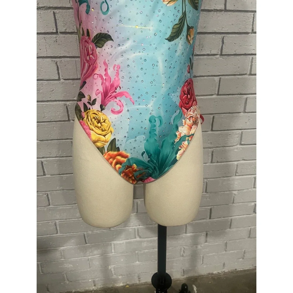 Agua Bendita Tribeca Mirage Floral Rhinestone One Piece Swimsuit | Size L